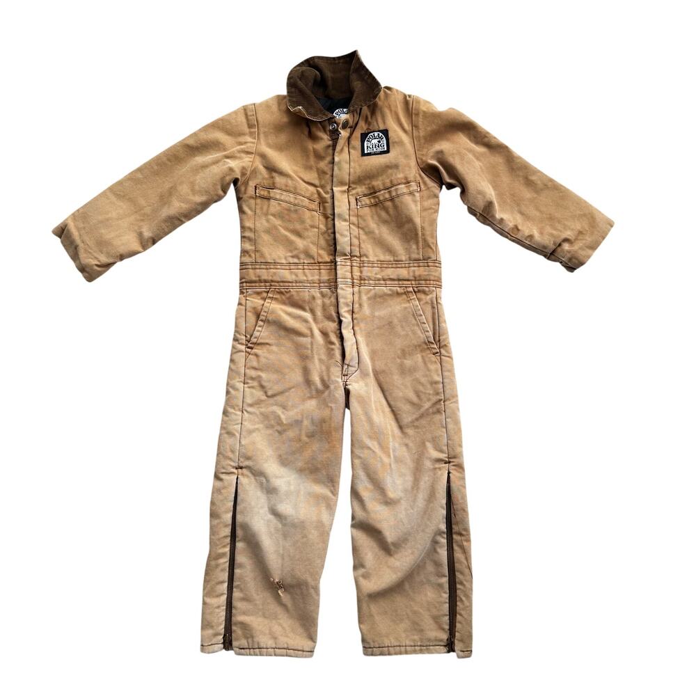 Vtg 1990s Youth Polar King by Key Insulated Brown Duck Coveralls Size 6